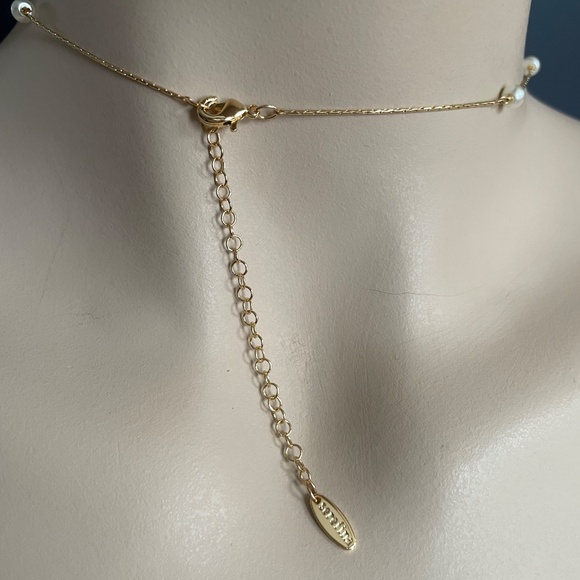 ANTHROPOLOGIE Spaced Pearl Y-Neck Necklace - Ivory NWT - Picture 4 of 6
